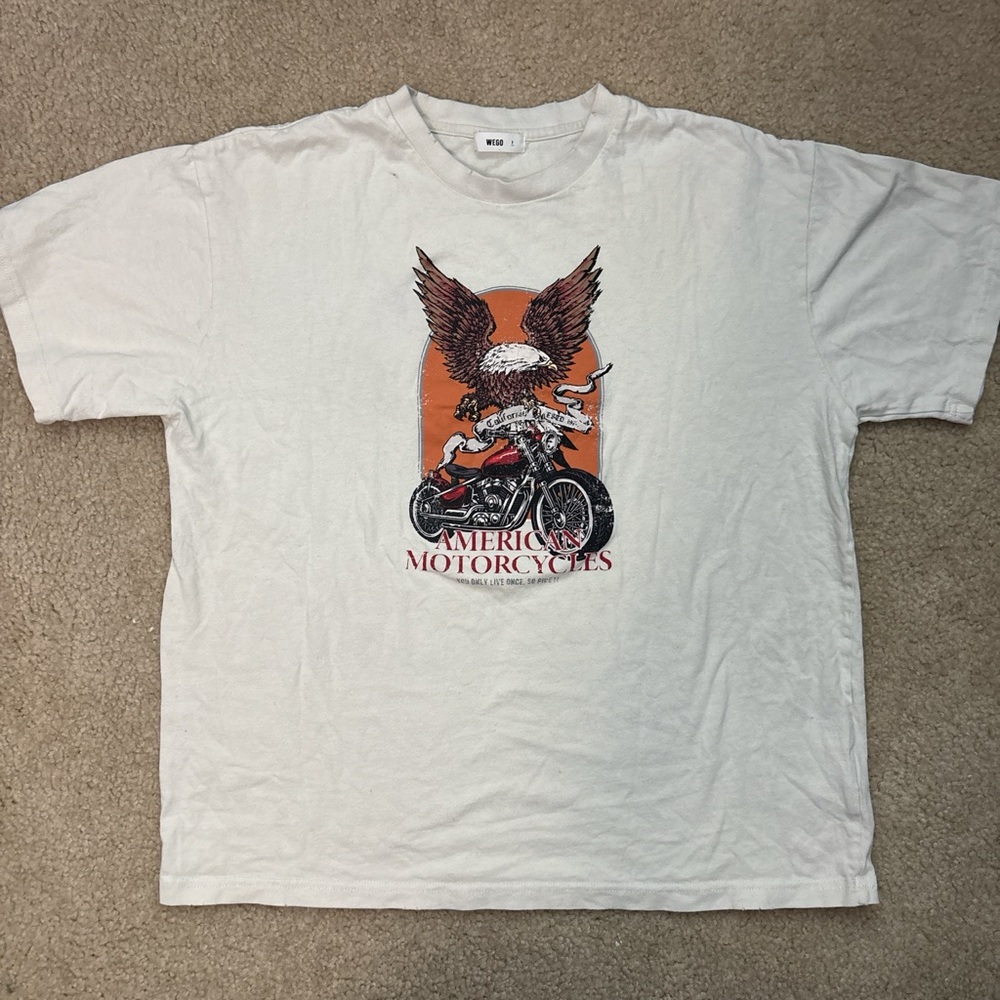 WEGO Cream American Motorcycles Tee
